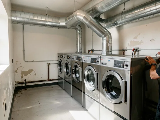 La Puente Dryer Vent Cleaning team performing large-scale commercial dryer vent cleaning in La Puente