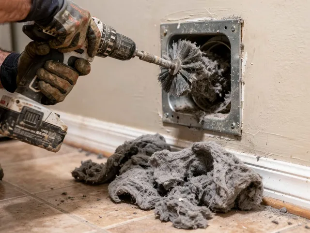 Certified La Puente Dryer Vent Cleaning technician performing dryer vent cleaning in La Puente