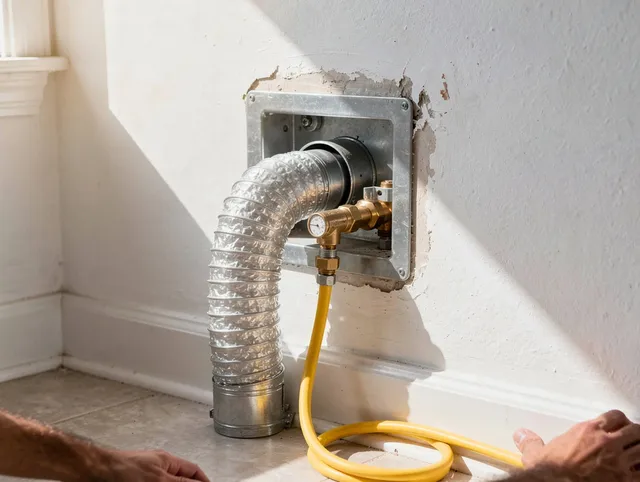 La Puente Dryer Vent Cleaning certified technician performing specialized gas dryer vent cleaning in La Puente